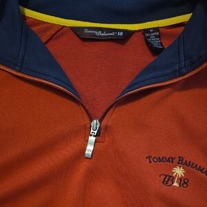 Tommy Bahama Rust and Navy Half-Zip Pullover
